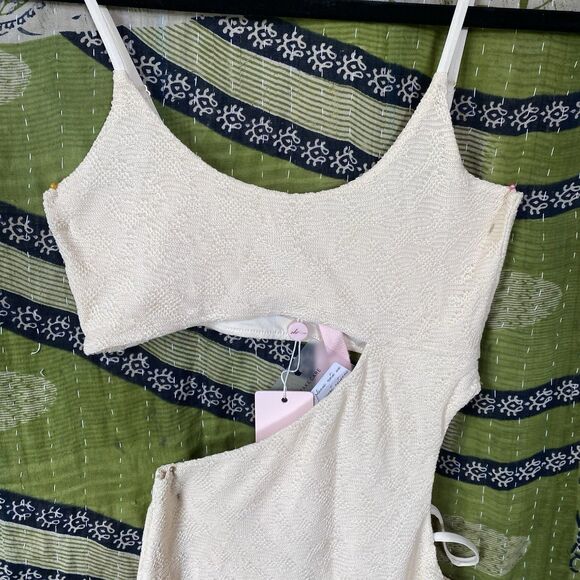 NWT Oh Polly Cream Sonora Strappy Cut Out Bodycon Midi Dress Size 4 - Picture 5 of 16